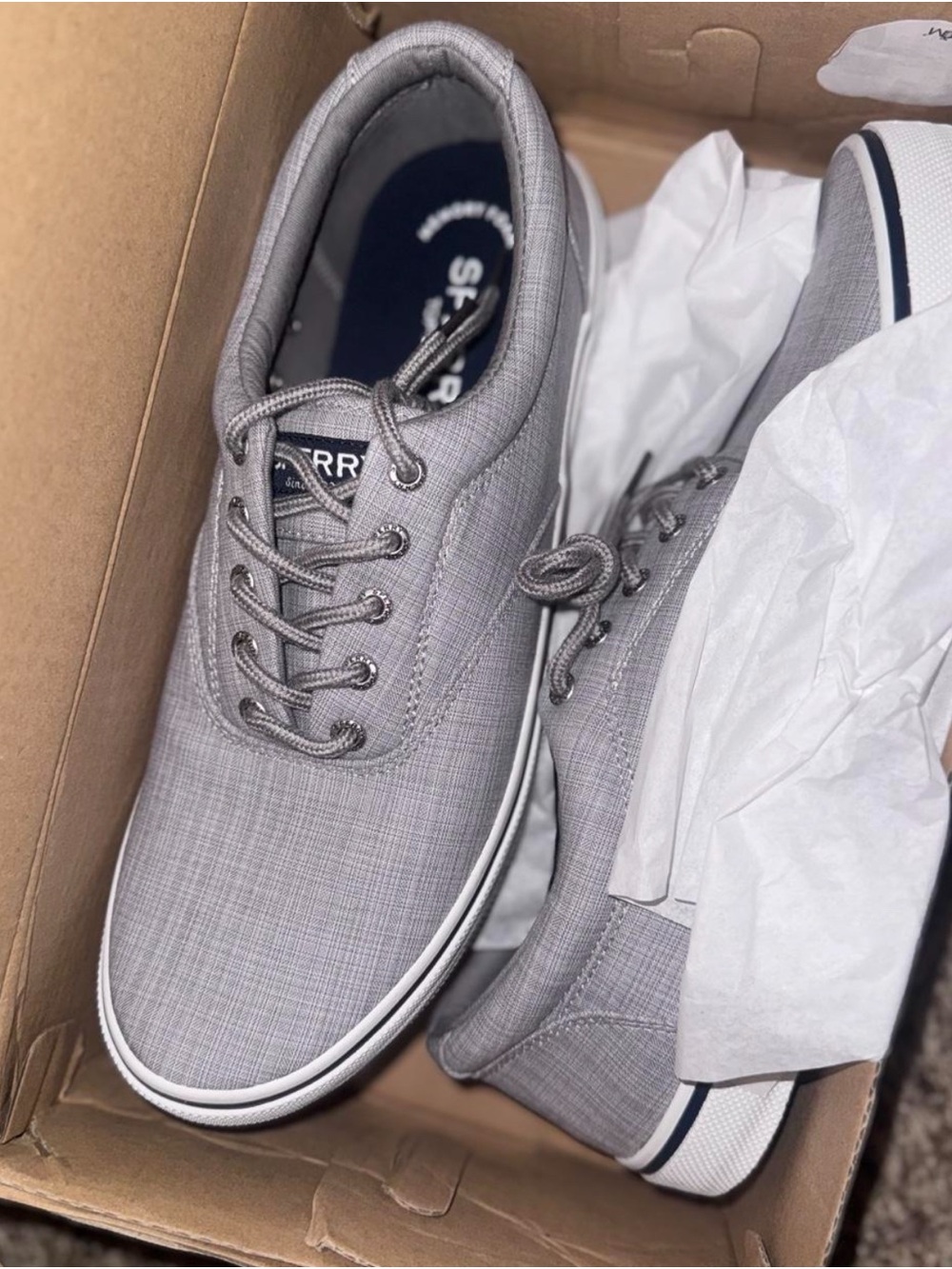 Sperry Gray Canvas Lace-Up Sneakers